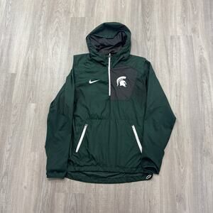 Nike Michigan State Spartans Windbreaker Mens Medium 1/4 Zip Hooded MSU Jacket